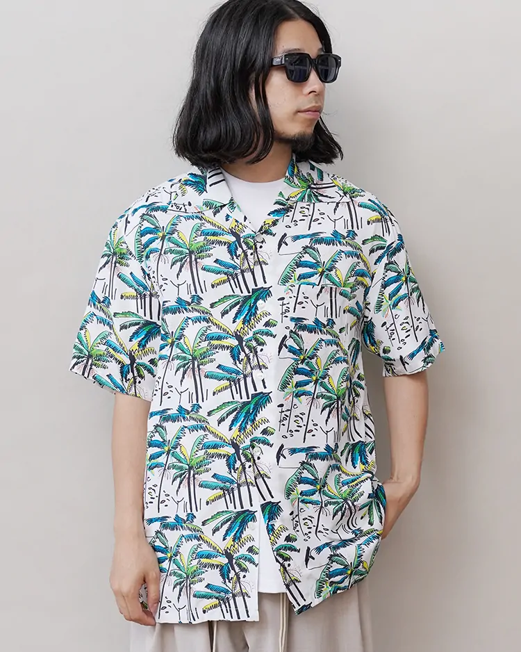 Aloha Blossom (MEN) / PALM TREE / WHITE