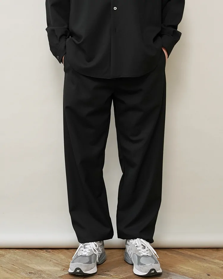 Dice&Dice / DRAW CHORDED EASY TROUSERS / BLACK
