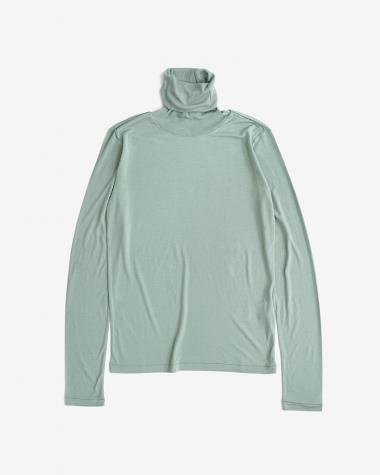 ATON (WOMEN) / MODAL SILK JERSEY TURTLENECK PULLOVER / MINT