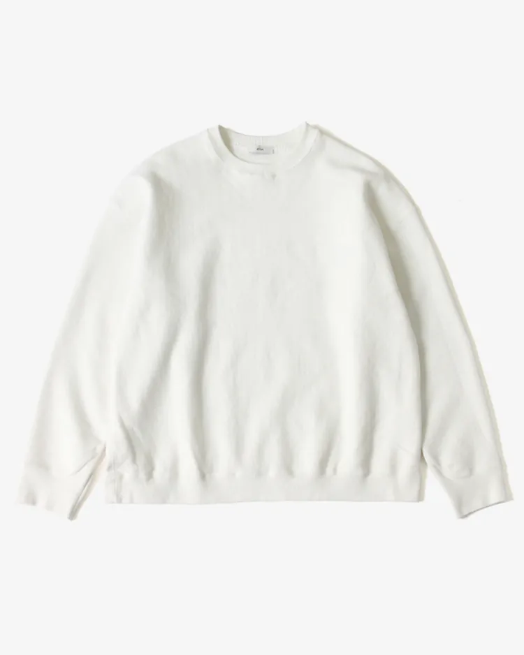 ATON (WOMEN) / GARMENT DYED URAKE OVERSIZED PULLOVER / WHITE