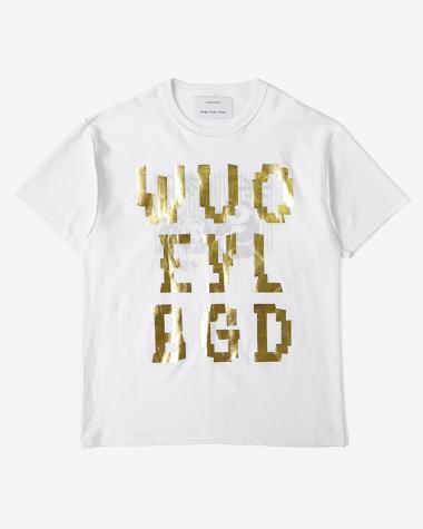 OVERCOAT / Overdyed and Printed T-shirt We Buy Gold / WHITE