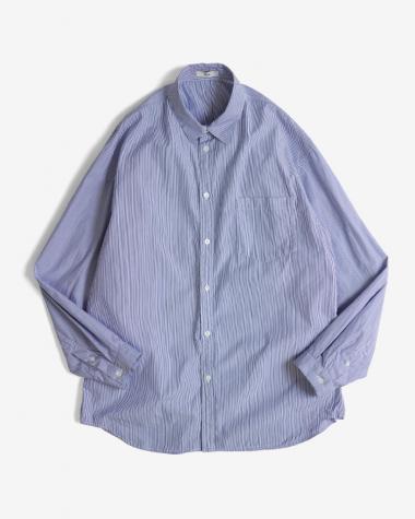 ATON (MEN) / GIZA BROAD WASHED SHIRT / NAVY STRIPE
