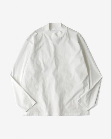 Y / ORGANIC COTTON JERSEY MOCK NECK L/S T / WHITE