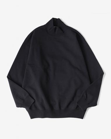 Y / ORGANIC COTTON BLEND HEAVY WEIGHT FLEECE TURTLE NECK / NAVY