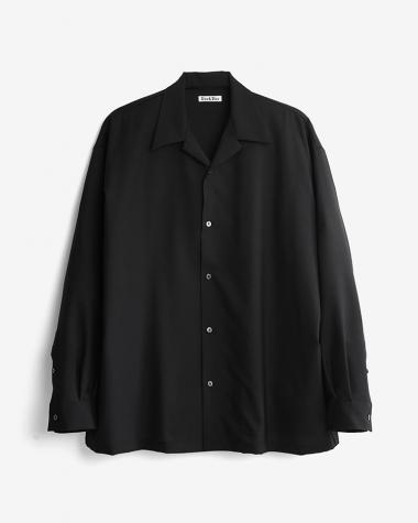 Dice&Dice / WOOL TROPICAL OPEN COLLAR L/S SHIRT / BLACK