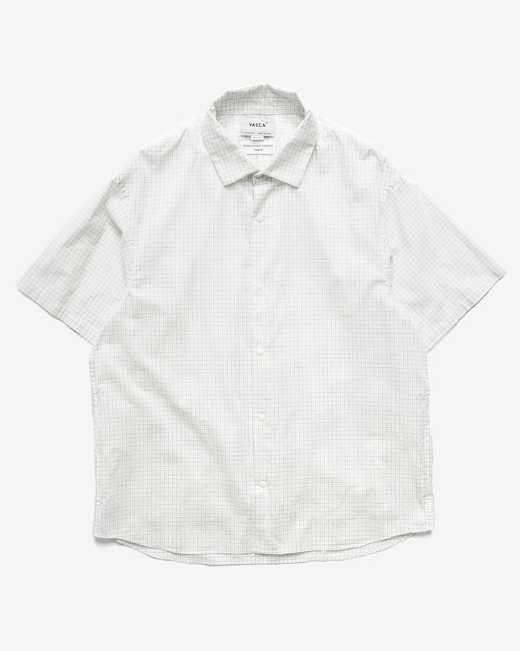 YAECA (MEN) / EXTRA WIDE - S/S COMFORT SHIRT / TATTERSALLE-CH