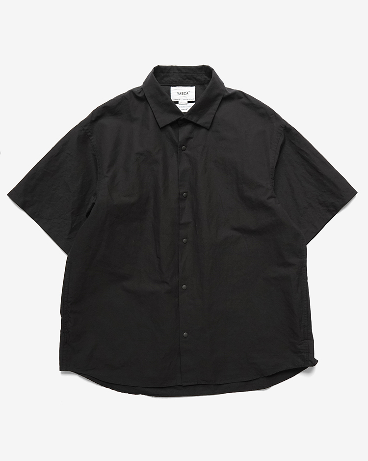 YAECA (MEN) / EXTRA WIDE - S/S COMFORT SHIRT / BLACK