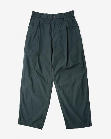 ATON (MEN) / SHRINK COTTON LAWN LOOSE FIT PANTS / DK.GREEN