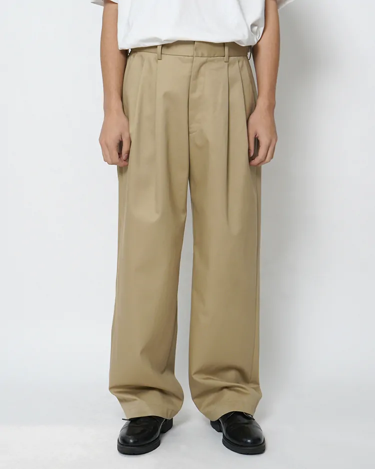 Dice&Dice / WESTPOINT CHINO TWO-TUCK WIDE SLACKS / BEIGE