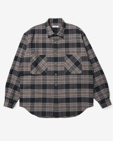 Dice&Dice / COTTON WOOL KERSEY REGULAR COLLAR L/S SHIRT / BLACK
