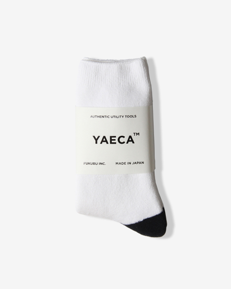 YAECA (WOMEN) /COTTON PILE SOCKS / NAVY x WHITE
