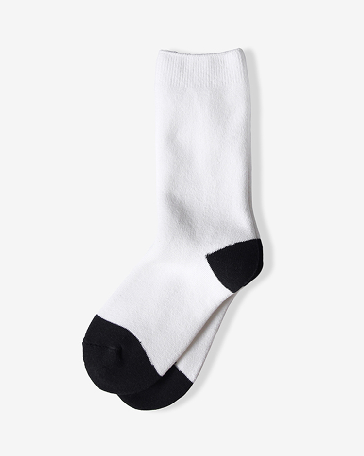 YAECA (WOMEN) / COTTON PILE SOCKS / NAVY x WHITE