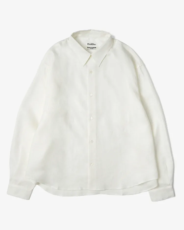 Dice&Dice / Dice&Dice x UNGLAMOUSE  LINEN REGULAR COLLAR L/S WIDE SHIRT / WHITE