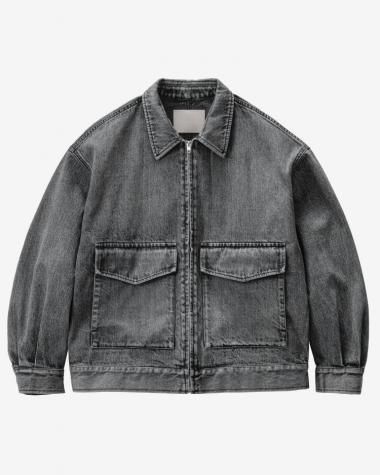 Graphpaper (WOMEN) / Selvage Denim Zip Jacket / BLACK LIGHT FADE