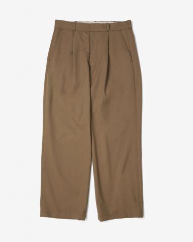 Dice&Dice / HIGH COUNT GABARDINE ONE-TUCK STRAIGHT SLACKS / TAUPE