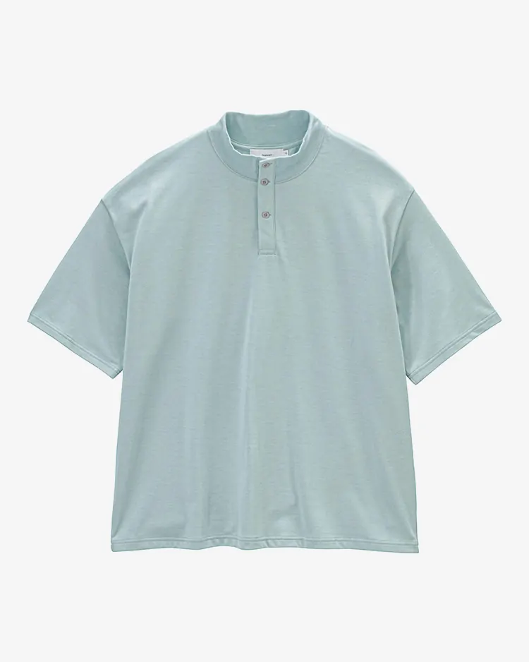 Graphpaper (MEN) / Tri Spun Cotton S/S Henley High Neck Tee / SMOKE BLUE