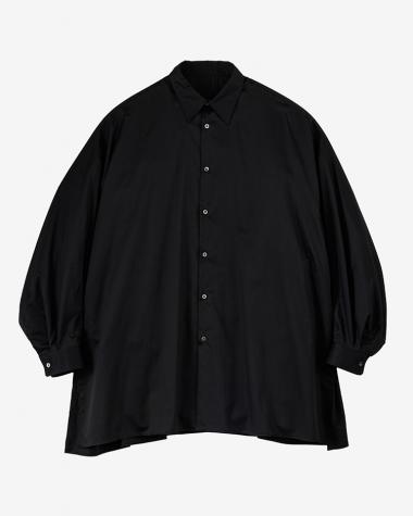 Graphpaper (WOMEN) / Silicon Poplin Deep Slit Regular Collar Shirt / BLACK