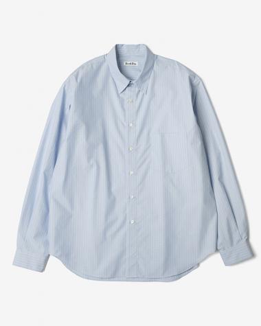  / COTTON BROAD STRIPE REGULAR COLLAR L/S SHIRT / BLUE STRIPE