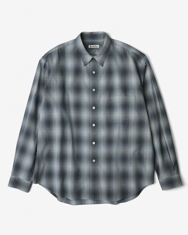  / COTTON BROAD CHECK REGULAR COLLAR L/S SHIRT / BLUE CHECK