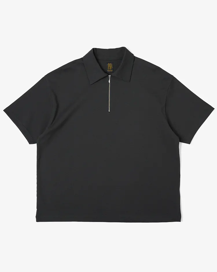 BATONER (MEN) / MILANO RIB HALF ZIP T-SHIRT / CHARCOAL