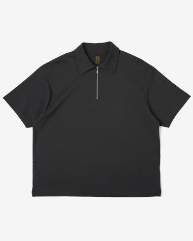 BATONER (MEN) / MILANO RIB HALF ZIP T-SHIRT / CHARCOAL