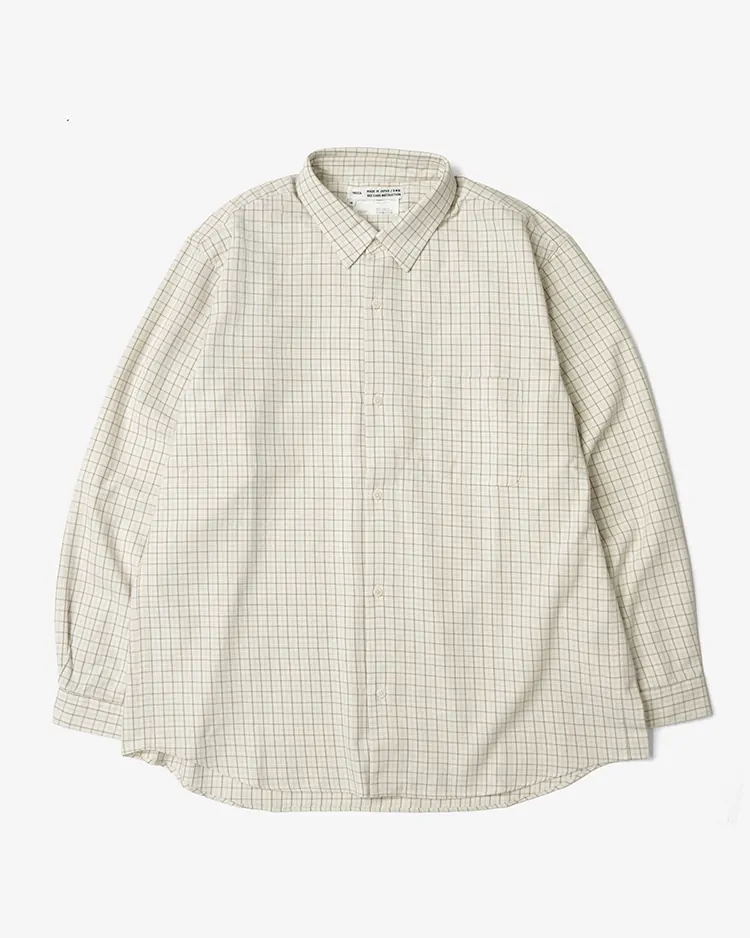YAECA (MEN) / BUTTON SHIRT - WIDE  / BROWN-CH