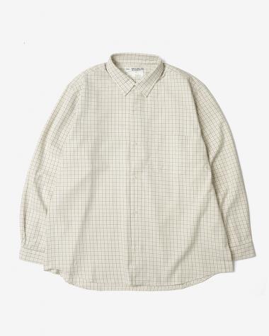YAECA (MEN) / BUTTON SHIRT - WIDE  / BROWN-CH