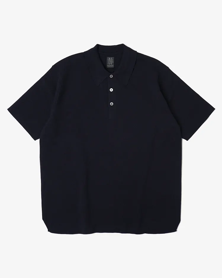 BATONER (WOMEN) / 32G SMOOTH KNIT POLO SHORT SLEEVE / NAVY