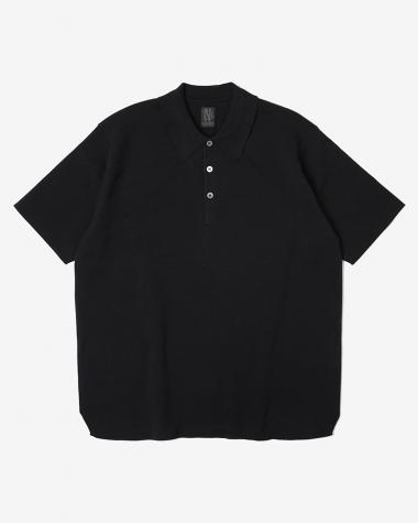  / 32G SMOOTH KNIT POLO SHORT SLEEVE / BLACK