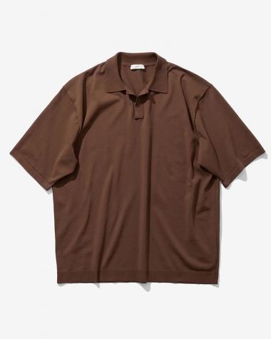  / FINE ICE COTTON SKIPPER POLO SWEATER / CAMEL