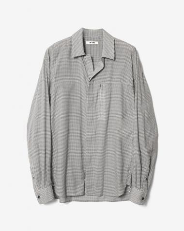 NTN / COTTON SILK GINGHAM CHECK ZIP OPEN SHIRT / WHITE×BLACK