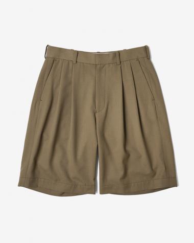  / HIGH COUNT GABARDINE TWO-TUCK  SHORTS  / TAUPE