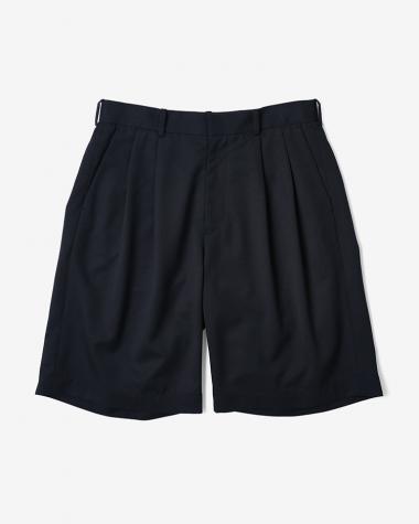  / HIGH COUNT GABARDINE TWO-TUCK  SHORTS  / DARK NAVY