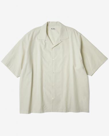  / COTTON BROAD OPEN COLLAR S/S SHIRT / PALE BEIGE