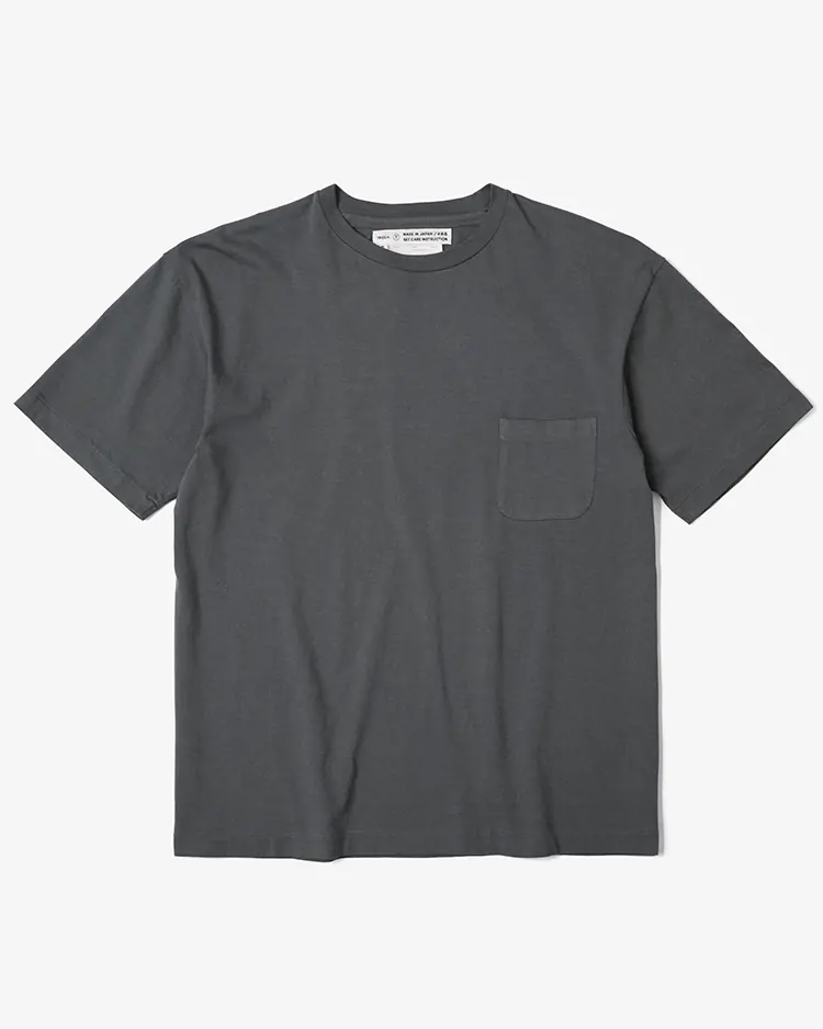YAECA (MEN) / Compact Fit Densely Knit T-Shirt with Pocket / NAVY