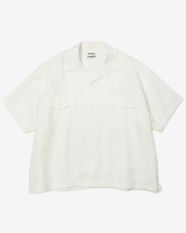 Dice&Dice / UNGLAMOUSE × Dice&Dice Linen Short Sleeve Open Collar Wide Shirt / WHITE