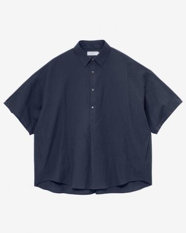  / Cotton Linen Seersucker S/S Pullover Shirt / NAVY