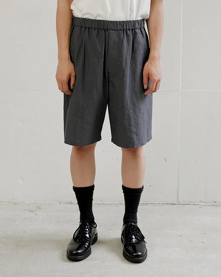 Graphpaper (MEN) / Cotton Linen Seersucker Track Shorts / GREY