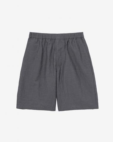  / Cotton Linen Seersucker Track Shorts / GREY