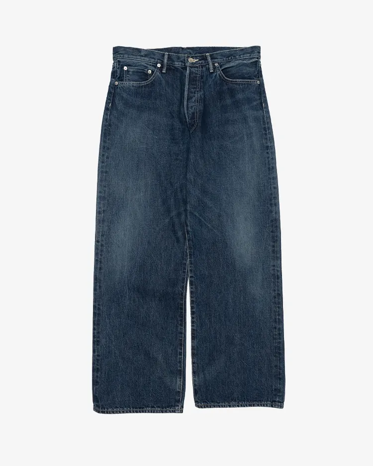 Graphpaper (MEN) / Selvage Denim Five Pocket Wide Straight Pants / INDIGO DARK FADE