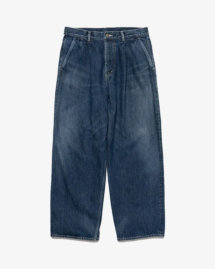 Graphpaper (MEN) / Selvage Denim Two Tuck Pants / INDIGO DARK FADE