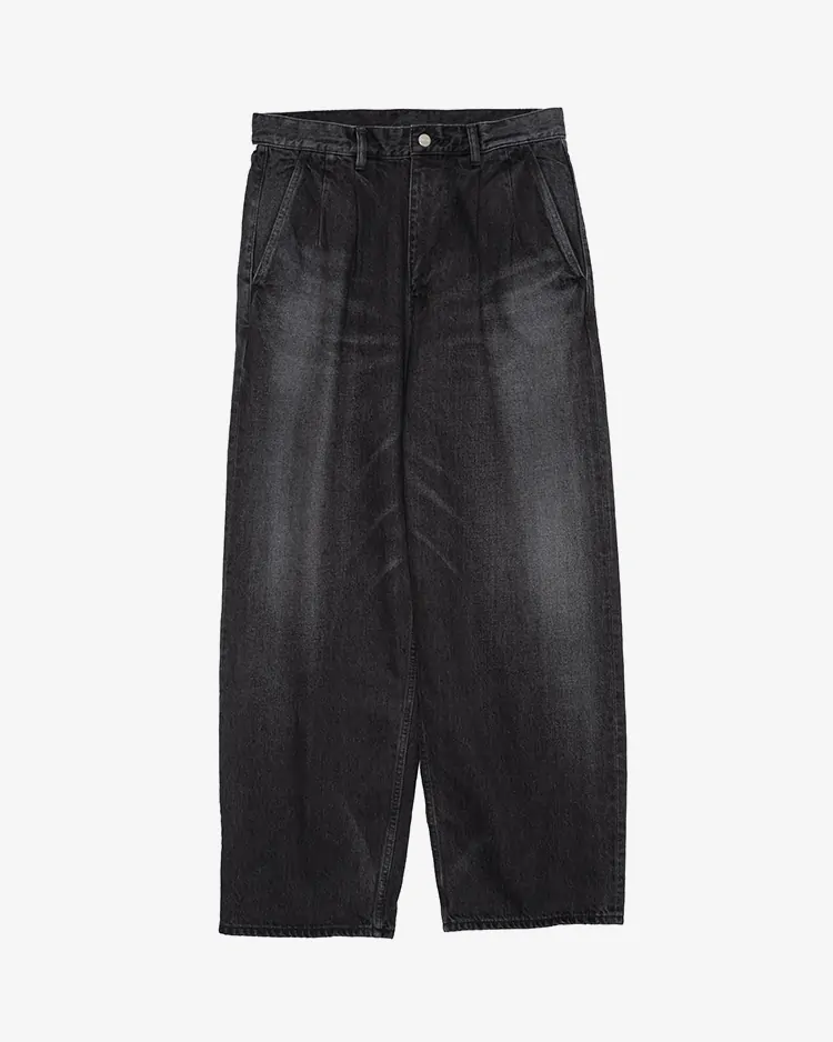 Graphpaper (MEN) / Selvage Denim Two Tuck Pants / BLACK DARK FADE