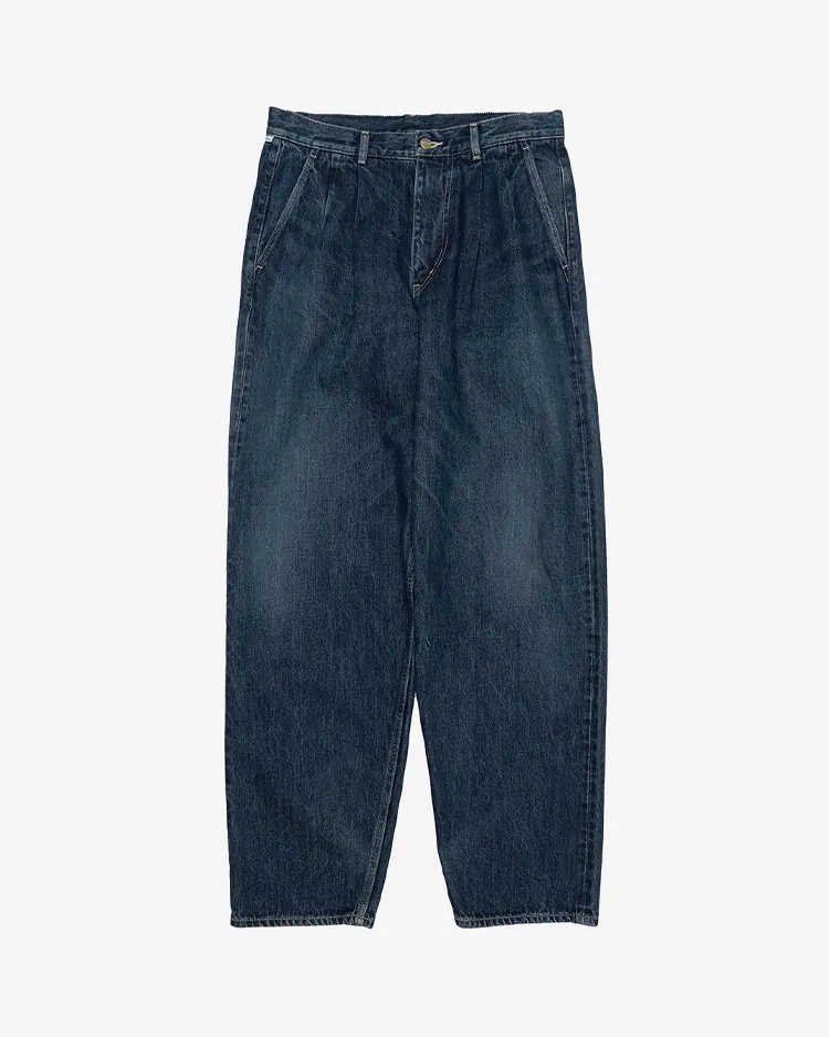 Graphpaper (MEN) / Selvage Denim Two Tuck Tapered Pants / INDIGO DARK FADE
