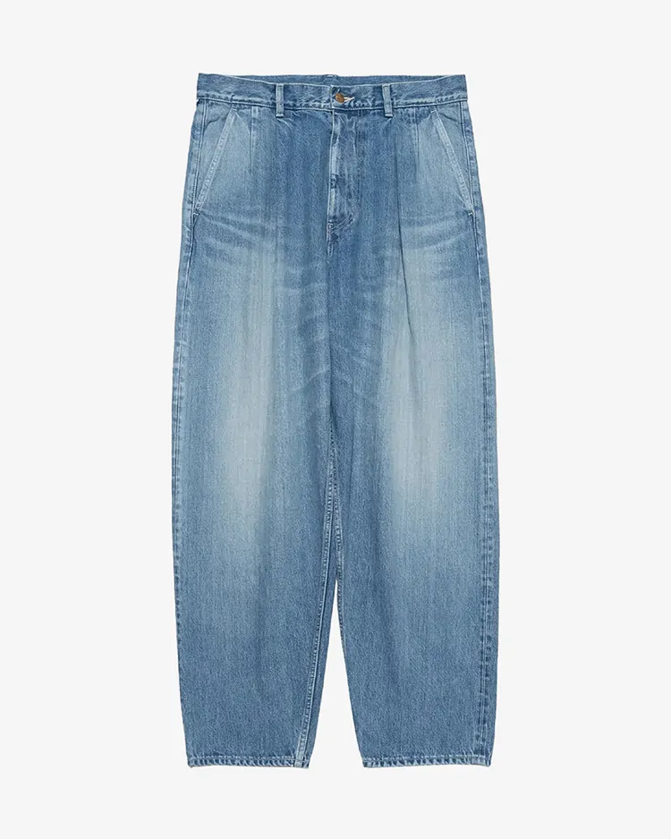 Graphpaper (MEN) / Selvage Denim Two Tuck Tapered Pants / INDIGO LIGHT FADE