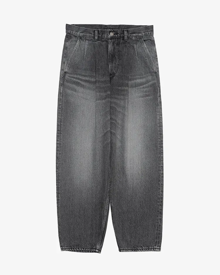 Graphpaper (MEN) / Selvage Denim Two Tuck Tapered Pants / BLACK LIGHT FADE